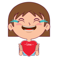 girl holding heart laughing cartoon cute png