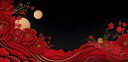 AI generated chinese new year background with flowers photo