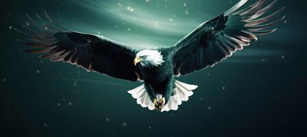 AI generated eagle soaring in an american flag photo