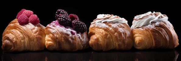 AI generated four pastries with different flavors are shown photo