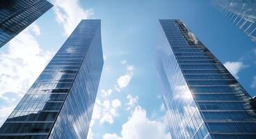 AI generated looking at two tall buildings sky photo