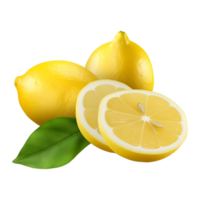 AI generated 3D Rendering of a Yellow Lemon on Transparent Background - Ai Generated png