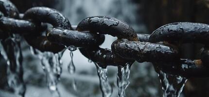 ai generado un cadena con gotas de agua viniendo apagado de eso foto