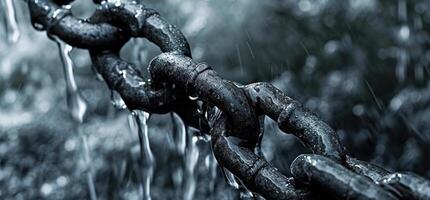 ai generado un cadena con gotas de agua viniendo apagado de eso foto