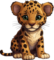 ai gerado fofa jaguar dentro desenho animado estilo png