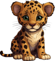 ai generado linda jaguar en dibujos animados estilo png