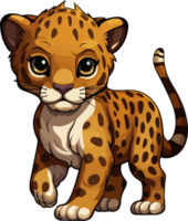 ai généré mignonne jaguar dans dessin animé style png