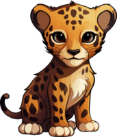 ai gerado fofa jaguar dentro desenho animado estilo png