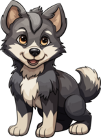 ai généré mignonne Loup dans dessin animé style png