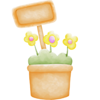 aquarelle fleur dans une pot avec une signe png