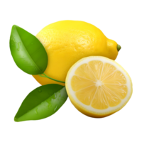 AI generated 3D Rendering of a Yellow Lemon on Transparent Background - Ai Generated png
