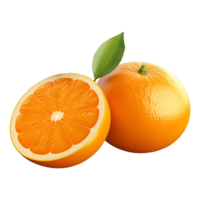 AI generated 3D Rendering of a Oranges with Leaves on Transparent Background - Ai Generated png