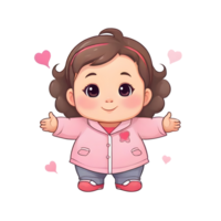 AI generated Cute cartoon girl with heart png