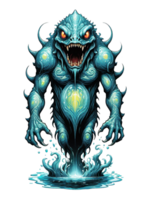 AI generated Fantasy monster in water isolated on transparent background png