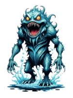 ai generiert Wasser Monster- Karikatur Stil isoliert auf transparent Hintergrund png