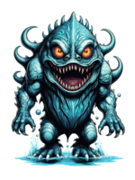 AI generated Water monster cartoon style isolated on transparent background png