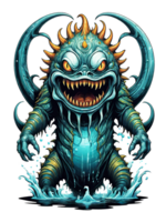 AI generated Water monster cartoon style isolated on transparent background png
