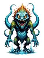 ai gegenereerd fantasie monster in water geïsoleerd Aan transparant achtergrond png