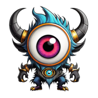 AI generated Cartoon monster with big eye and horn isolated on transparent background illustration png