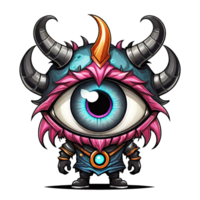 AI generated Cartoon monster with big eye and horn isolated on transparent background illustration png