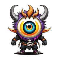 AI generated Monster eye cartoon and horn isolated on transparent background illustration png