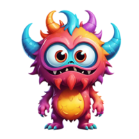 AI generated Funny cartoon 3d monster with horns design isolated on transparent background png