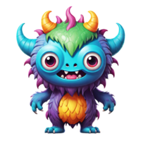 AI generated Funny cartoon 3d monster with horns design isolated on transparent background png