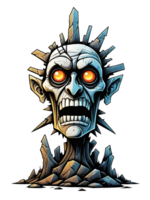 AI generated Broken rock style skull head on transparent background png