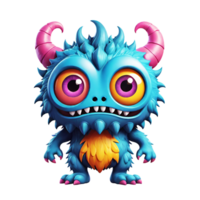 AI generated Funny cartoon 3d monster with horns design isolated on transparent background png