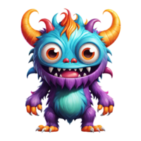 AI generated Funny cartoon 3d monster with horns design isolated on transparent background png