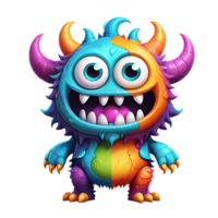 AI generated Funny cartoon 3d monster with horns design isolated on transparent background png