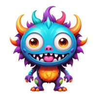 AI generated Funny cartoon 3d monster with horns design isolated on transparent background png