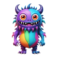 AI generated Funny cartoon 3d monster with horns design isolated on transparent background png