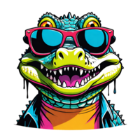 AI generated Crocodile in sunglasses design isolated on transparent background png