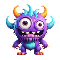 AI generated Funny cartoon 3d monster with horns design isolated on transparent background png
