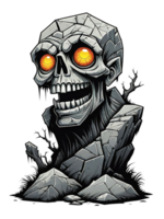 AI generated Broken rock style skull head on transparent background png