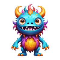 AI generated Funny cartoon 3d monster with horns design isolated on transparent background png