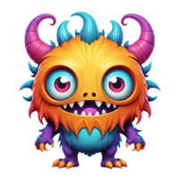 ai generiert komisch Karikatur 3d Monster- mit Hörner Design isoliert auf transparent Hintergrund png