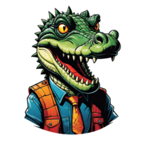 AI generated Head crocodile mascot cartoon design isolated on transparent background png