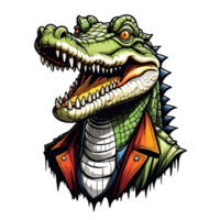 AI generated Head crocodile mascot cartoon design isolated on transparent background png