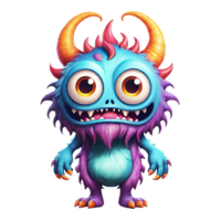 AI generated Funny cartoon 3d monster with horns design isolated on transparent background png