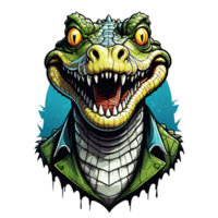 ai généré tête crocodile mascotte dessin animé conception isolé sur transparent Contexte png