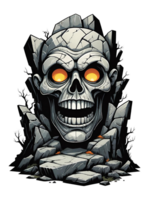 AI generated Broken rock style skull head on transparent background png