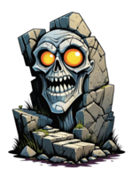 AI generated Broken rock style skull head on transparent background png