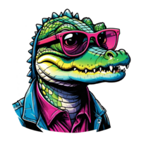 AI generated Crocodile in sunglasses design isolated on transparent background png