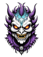 AI generated Devil skull head cartoon style illustration on transparent background png