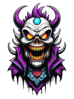 AI generated Devil skull head cartoon style illustration on transparent background png