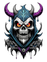 AI generated Devil skull head cartoon style illustration on transparent background png
