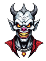 AI generated Devil skull head cartoon style illustration on transparent background png