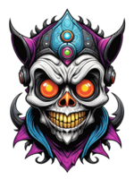 AI generated Devil skull head cartoon style illustration on transparent background png